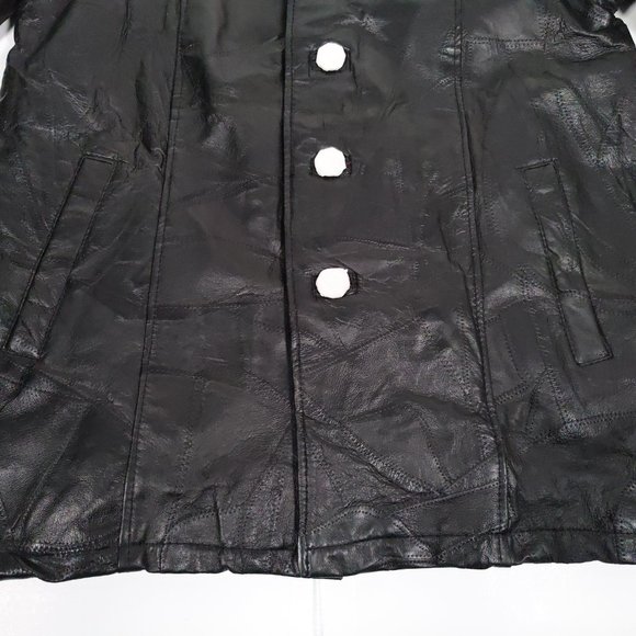 Haband Executive Division Unisex Vintage Style Patchwork Leather Coat  M NWOT - Picture 2 of 7